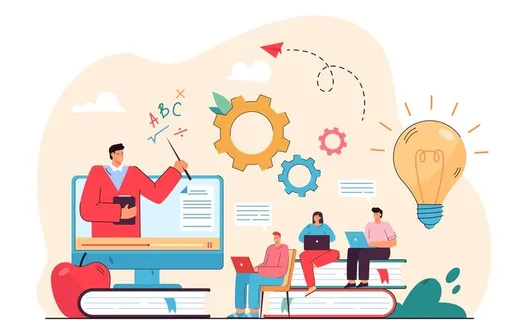 扁平化在线教育概念插画图片