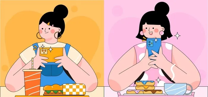 插画美食拍照图片