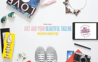 手绘笔记本相机工具展示样机模板图片