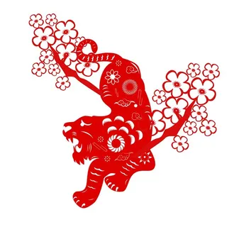 矢量插画风虎年剪纸窗花新年元素图片