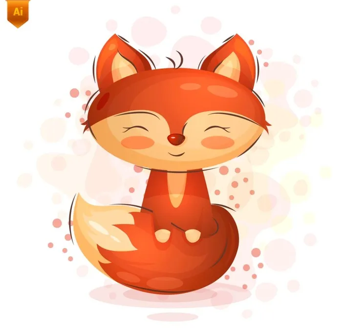可爱小狐狸插画图片ai矢量模版下载