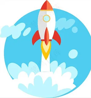 卡通升空火箭矢量图片