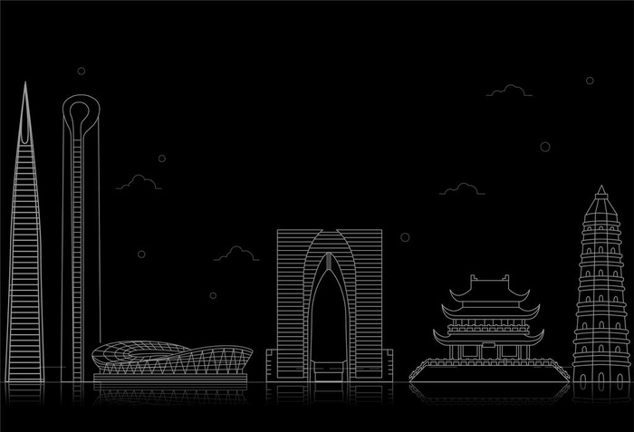 苏州地标建筑图片ai矢量模版下载