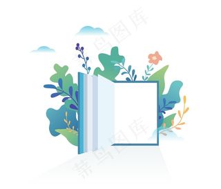 书本手绘插画图片