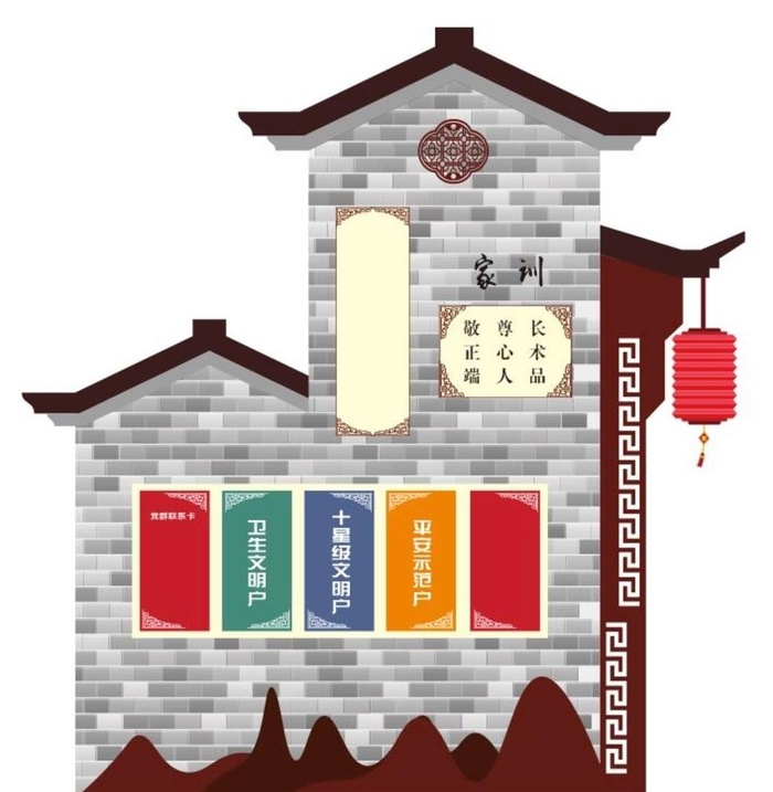 中国风屋檐式公告牌指示牌图片