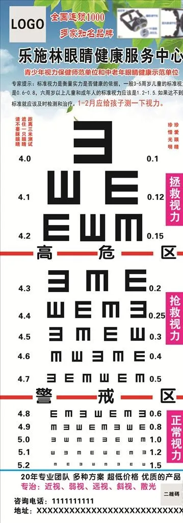 视力表宣传单图片(2551x6685)psd模版下载