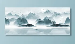 山水风光水墨画图片