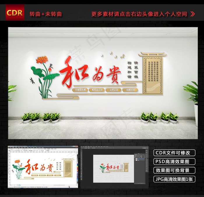 和谐社区文化墙图片cdr矢量模版下载