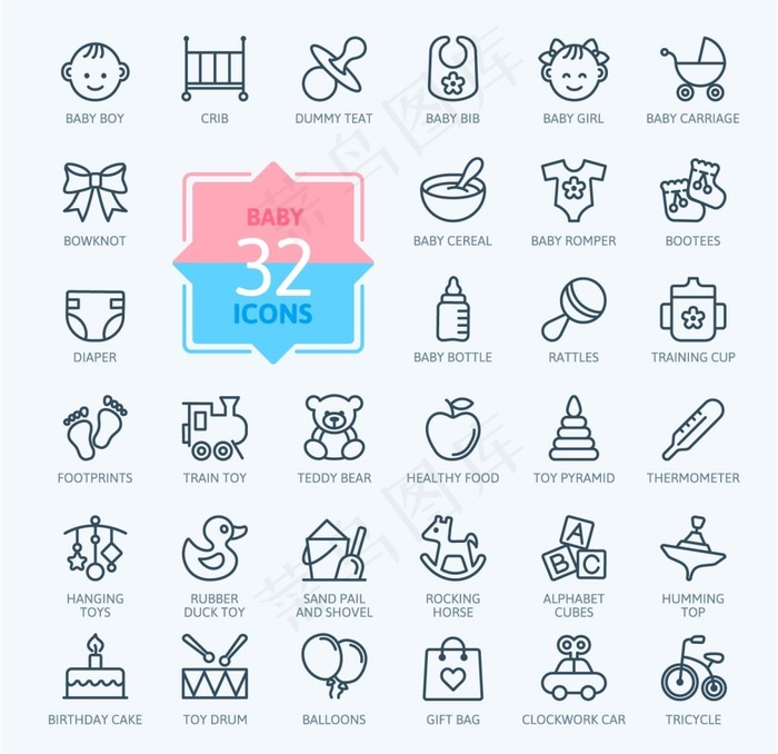 矢量线性儿童幼儿图标ICON图片