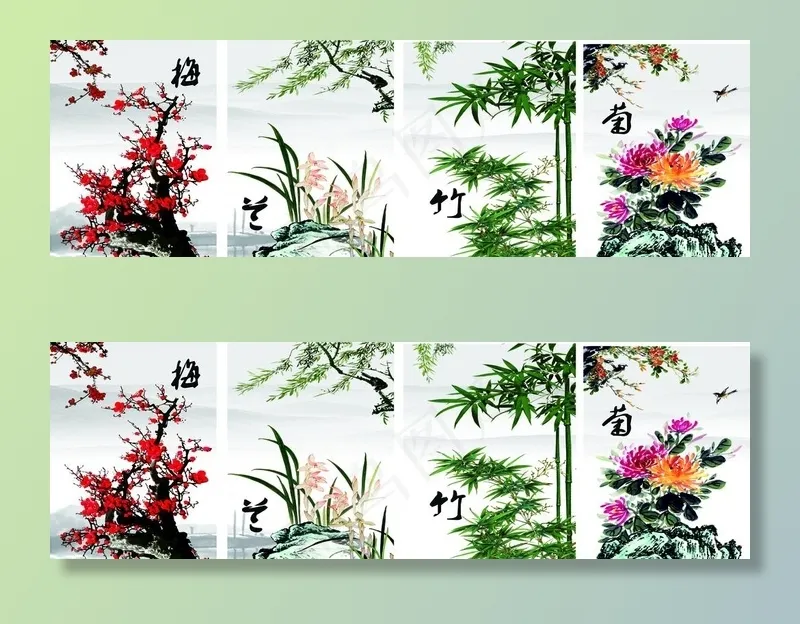 梅兰竹菊图片cdr矢量模版下载