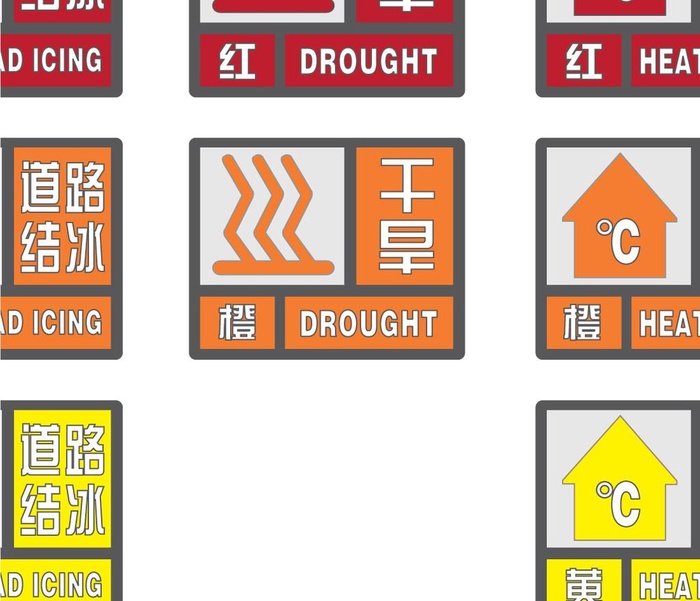 新版气象灾害预警信号图片ai矢量模版下载