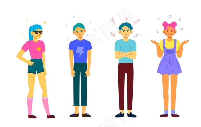 人物情绪图片ai矢量模版下载