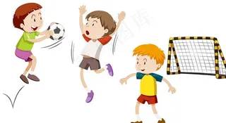足球运动可爱的卡通儿童插画图片