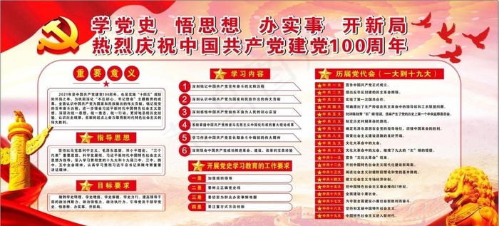 学党史图片cdr矢量模版下载