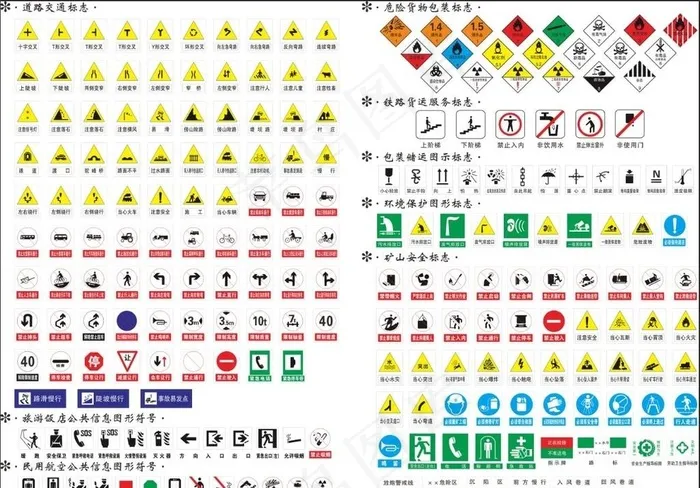 安全图标  道路交通标志图片cdr矢量模版下载