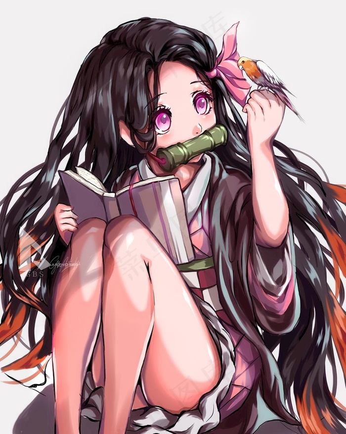 鬼灭之刃祢豆子同人手绘形象壁纸图片