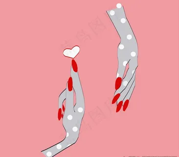 手掌红指甲甲矢量图图片