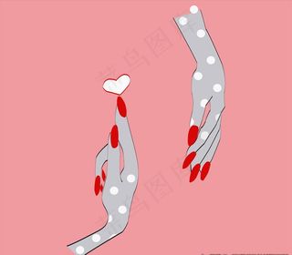 手掌红指甲甲矢量图图片