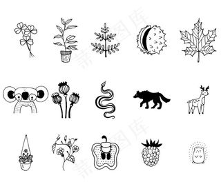 手绘动植物图片