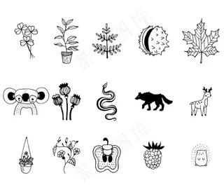 手绘动植物图片
