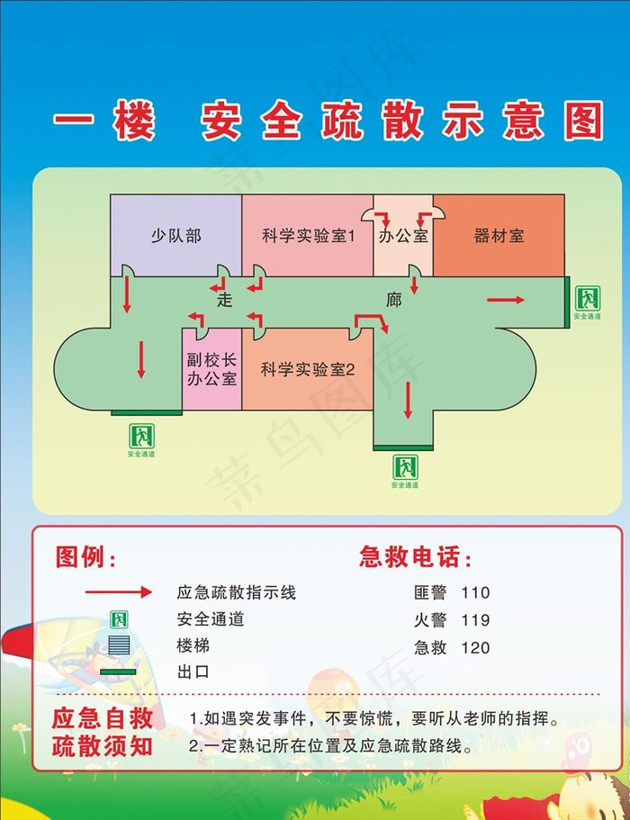 安全应急疏散图图片cdr矢量模版下载