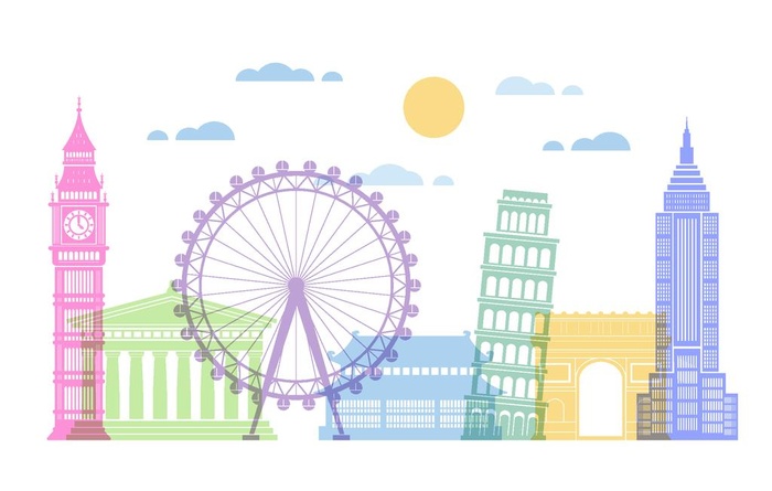 卡通城市天际线图片