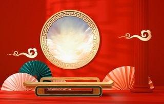 电商海报背景 C4D国风图片