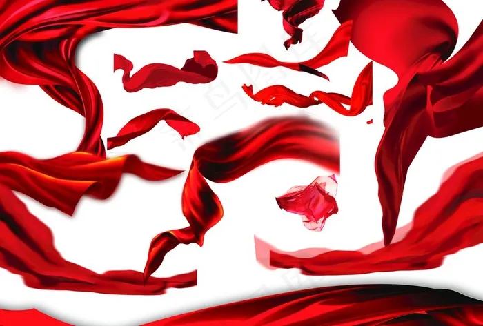 红色飘带图片(5616x3970)psd模版下载