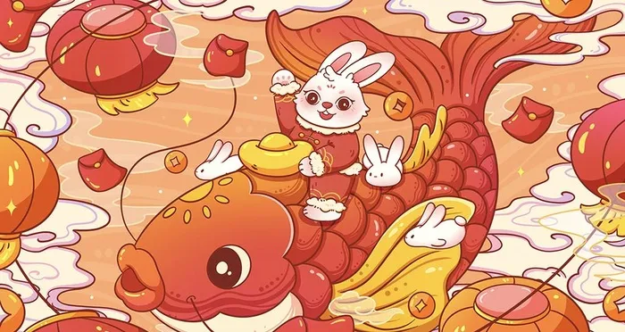 兔年插画图片(3840x2160)psd模版下载