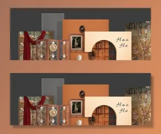 秋色复古婚礼迎宾区效果图图片