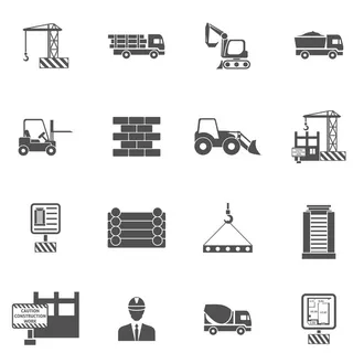 建设图标平矢量图片