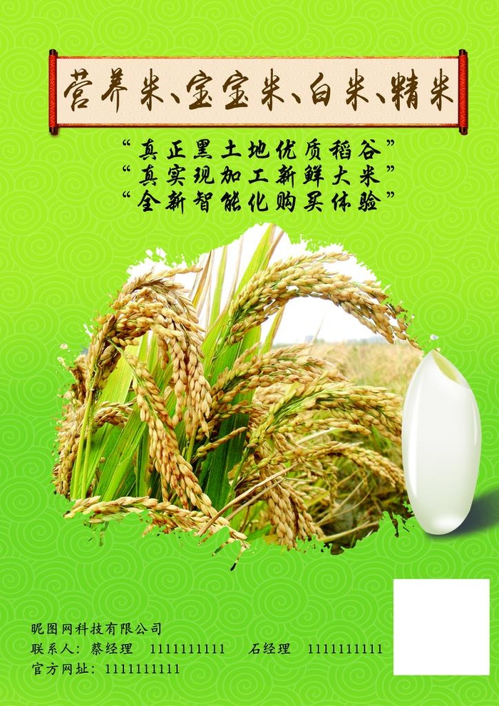 大米水稻粮食食品绿色海报宣传单图片(2504x3390)psd模版下载