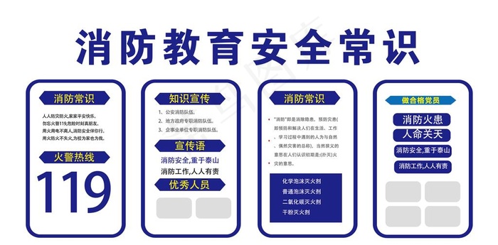 消防常识安全文化墙图片ai矢量模版下载