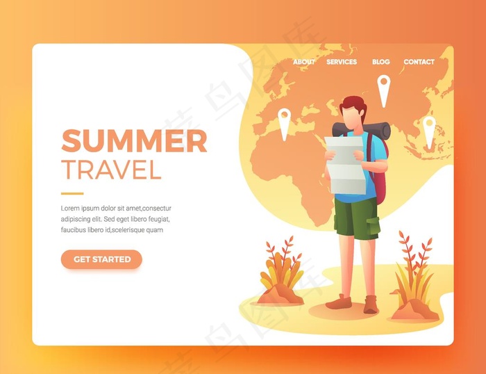 户外登山运动插画图片