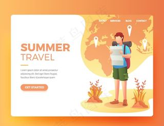 户外登山运动插画图片