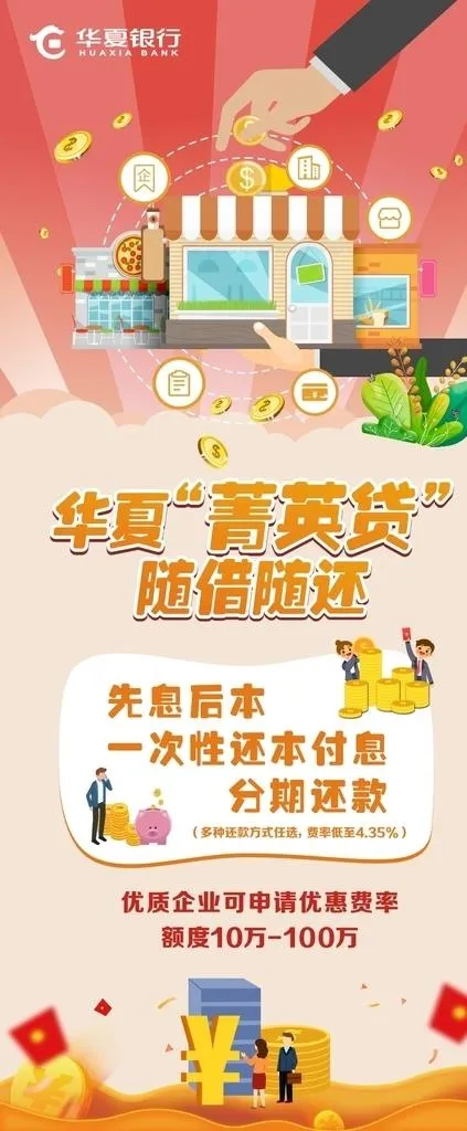 华夏银行展架图片cdr矢量模版下载