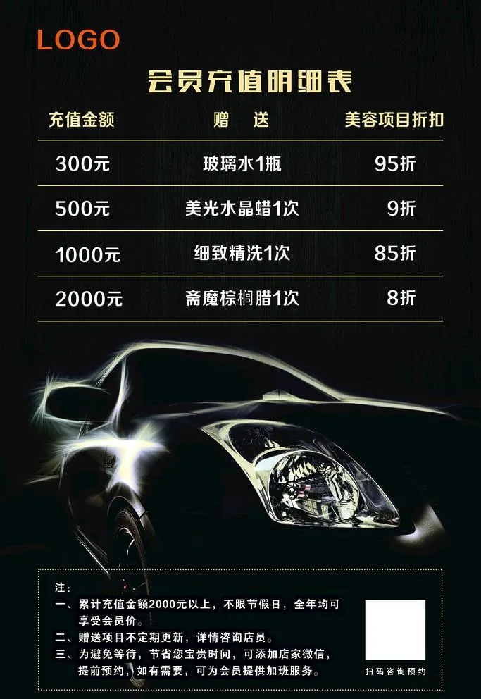 洗车价目表图片(3543x5315)psd模版下载