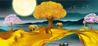 发财树大象装饰画图片