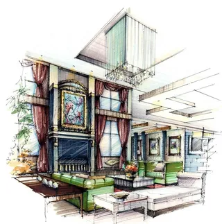 海上艺号室内设计手绘效果图作品图片