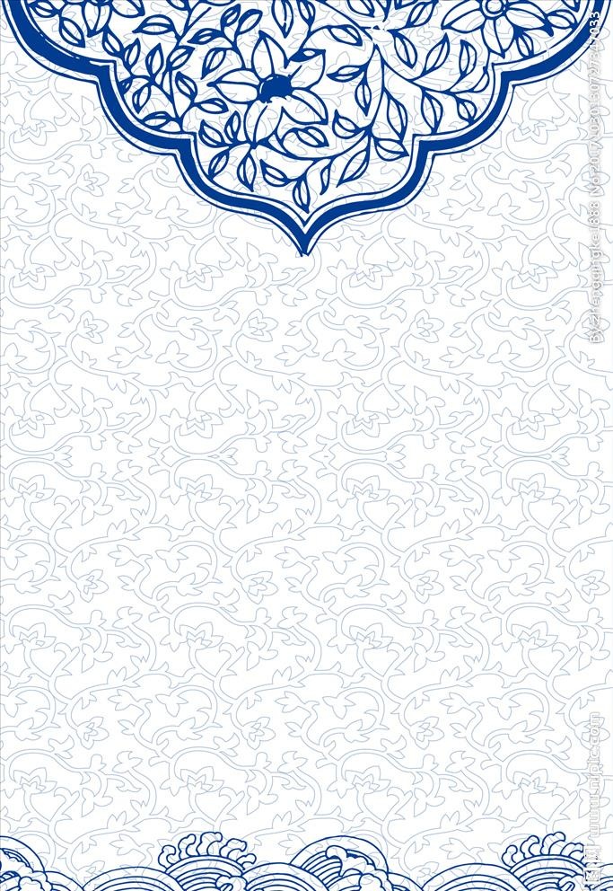 矢量古典青花瓷花纹背景图片