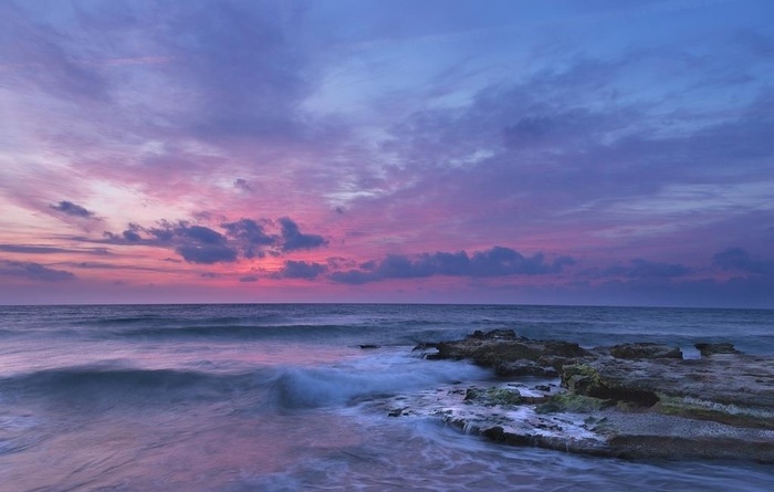 唯美海边晚霞图片