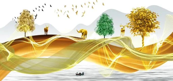 新中式山水装饰画图片