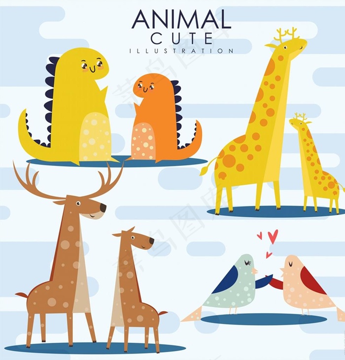 可爱动物设计矢量图片