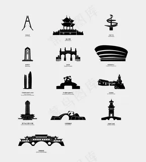 成都地标建筑剪影图片