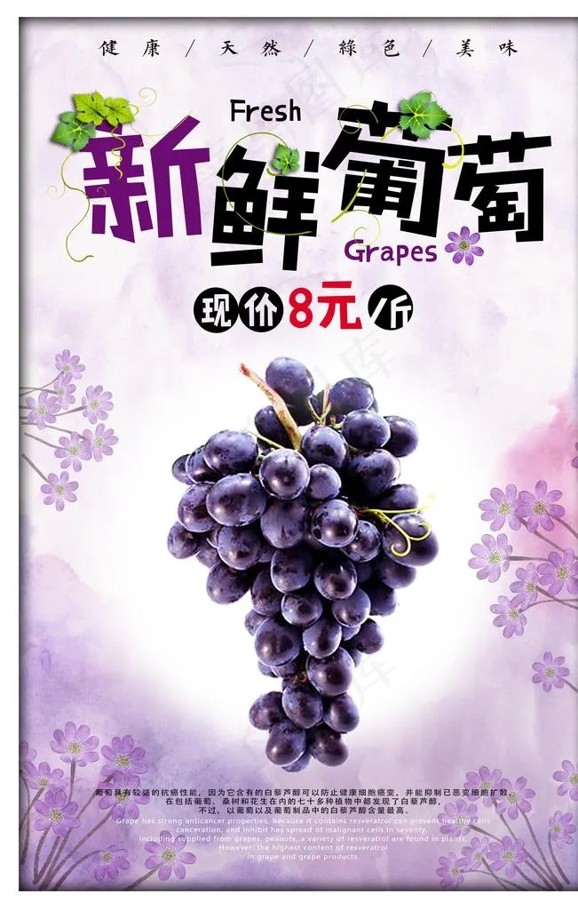 葡萄海报图片psd模版下载