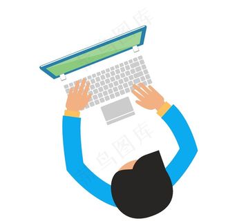 卡通矢量商务正在用笔记本电脑图片