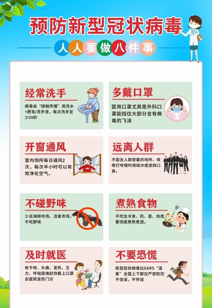 预防新冠肺炎展板海报图片cdr矢量模版下载