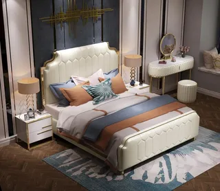 金属现代床图片