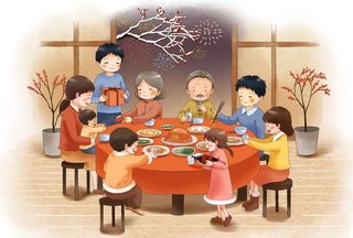 除夕团圆饭图片