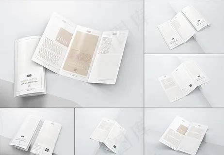 6视角简雅三折页样机模板PSD图片